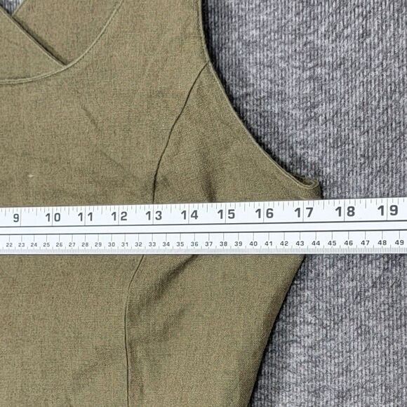 Express Dress Womens 7/8 Olive Green Sleeveless Linen Blend Criss Cross Back - Picture 6 of 11